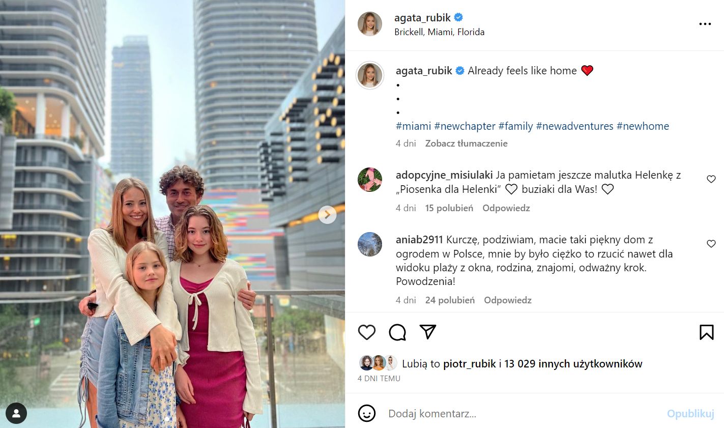 Agata Rubik z rodziną w Miami