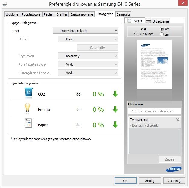 Samsung Xpress SL-C410W właściwości drukarki 6