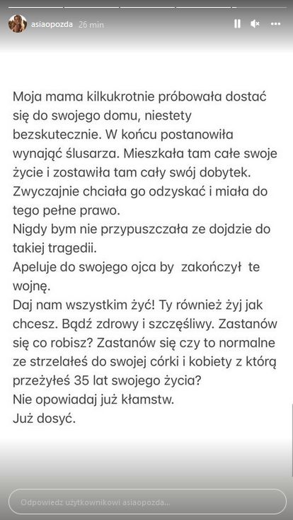 Joanna Opozda przerywa milczenie