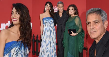 Amal Clooney po urodzeniu bliźniaków pozuje na ściance z mężem i... mamą (ZDJĘCIA)