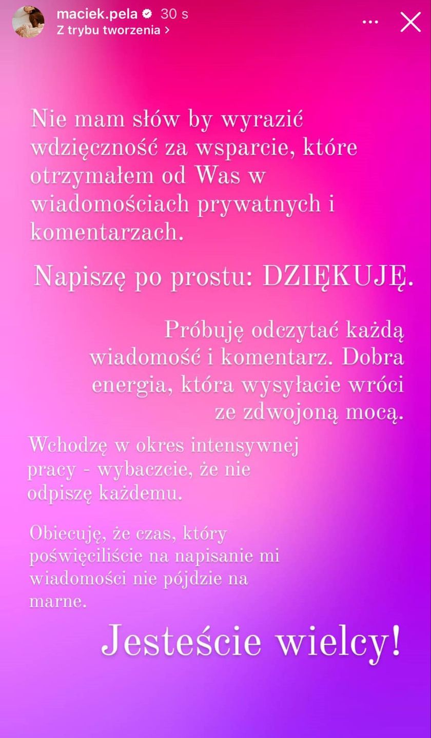 Maciej Pela zabrał głos pierwszy raz po wywiadzie o rozstaniu