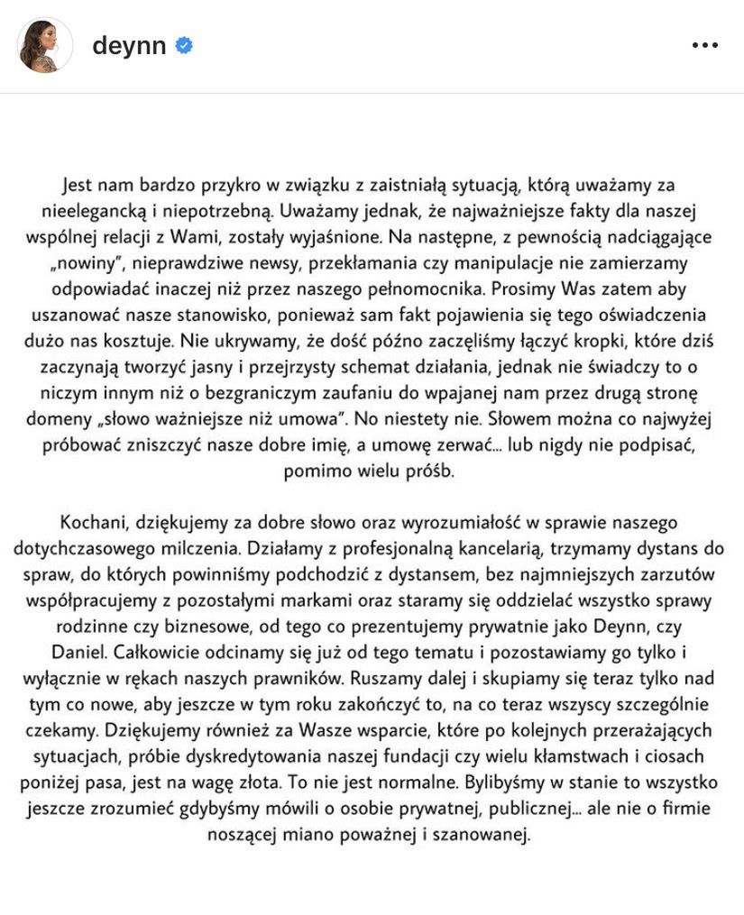 Oświadczenie Deynn i Majewskiego