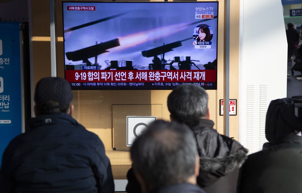 North Korea fired a salvo towards the disputed sea border with the South.