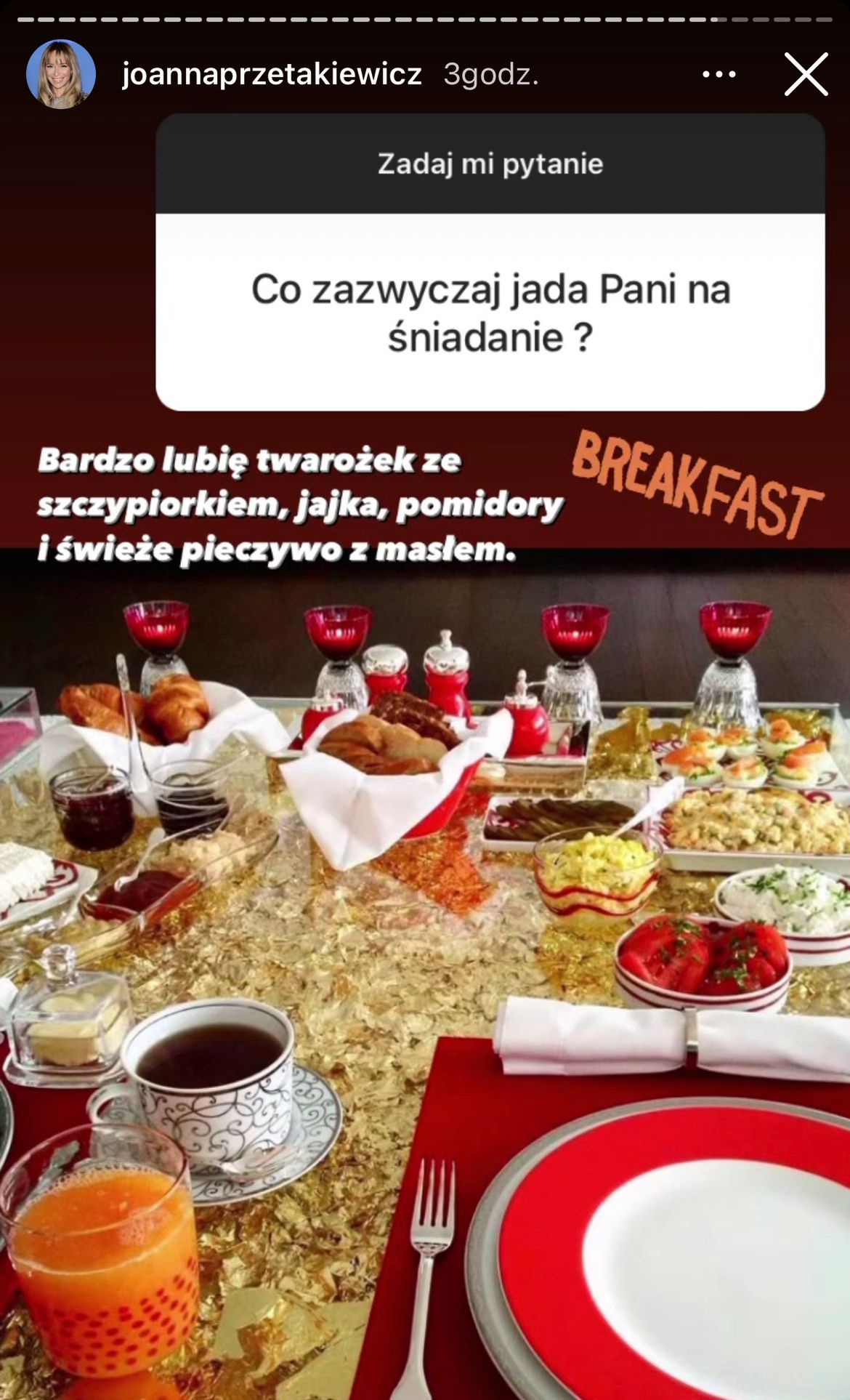 Joanna Przetakiewicz zdradziła, co je na śniadanie