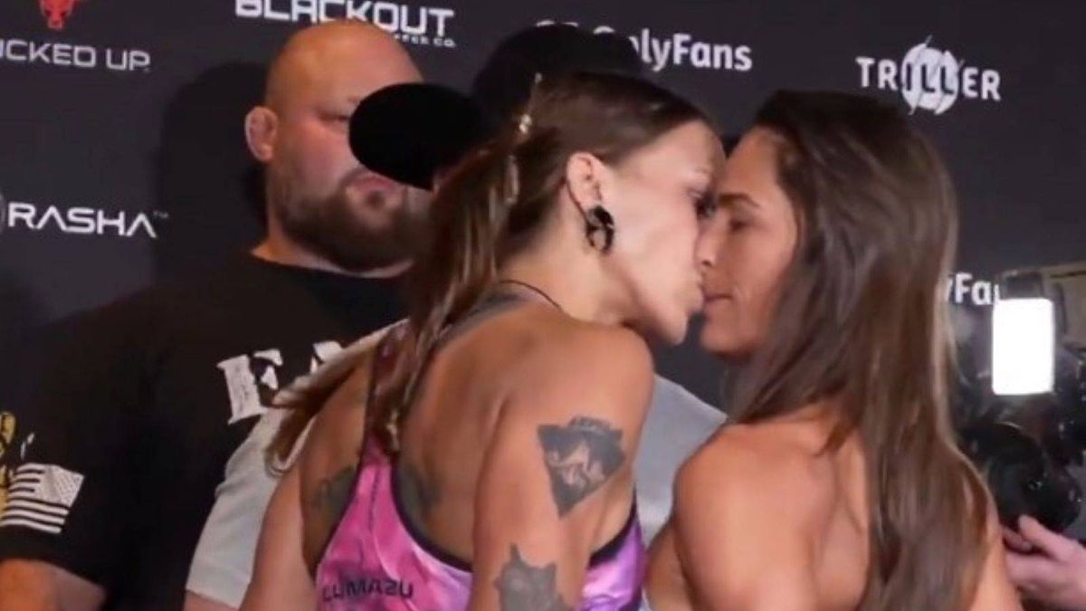 Twitter /  Bare Knuckle Fighting Championship / Marija Agapova całuje rywalkę podczas ważenia