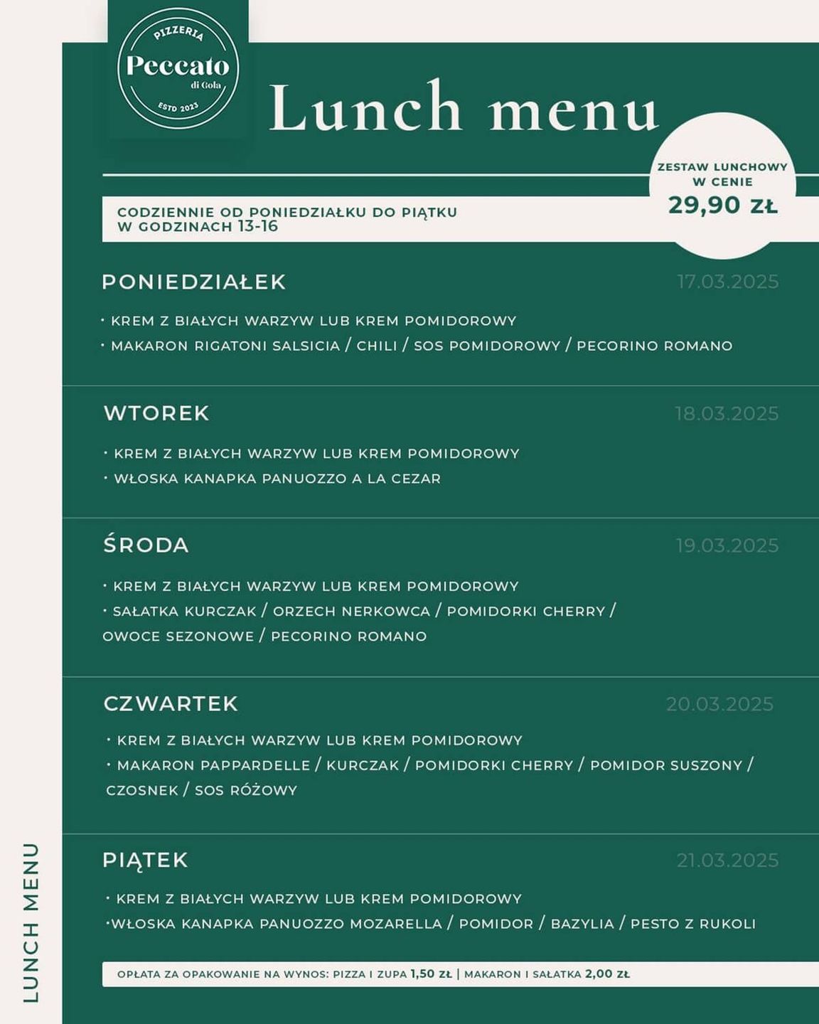 Peccato di Gola Koralowa lunch 17-21 marca