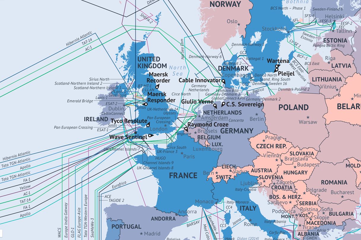 Główne arterie Internetu na mapie Świata