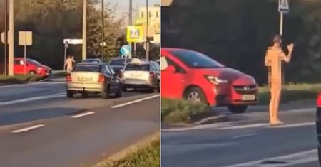 Nagi mężczyzna próbował złapać stopa na ulicach Lublina. Nietypowy widok o poranku zszokował mieszkańców