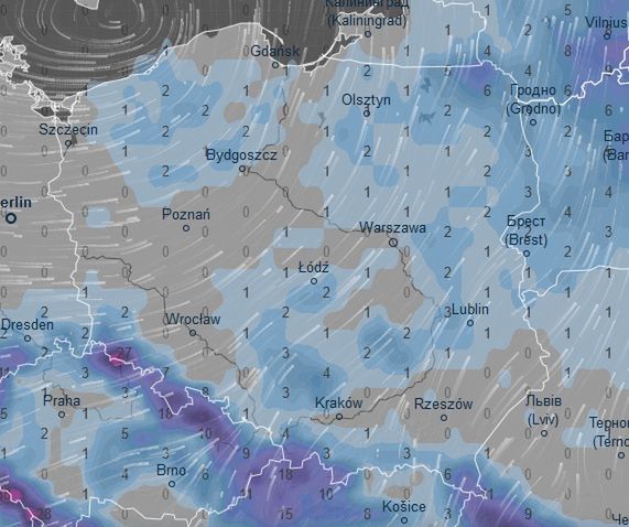 Grubość pokrywy śnieżnej 27 grudnia