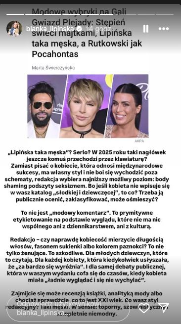 Blanka Lipińska reaguje na niemiłe uwagi