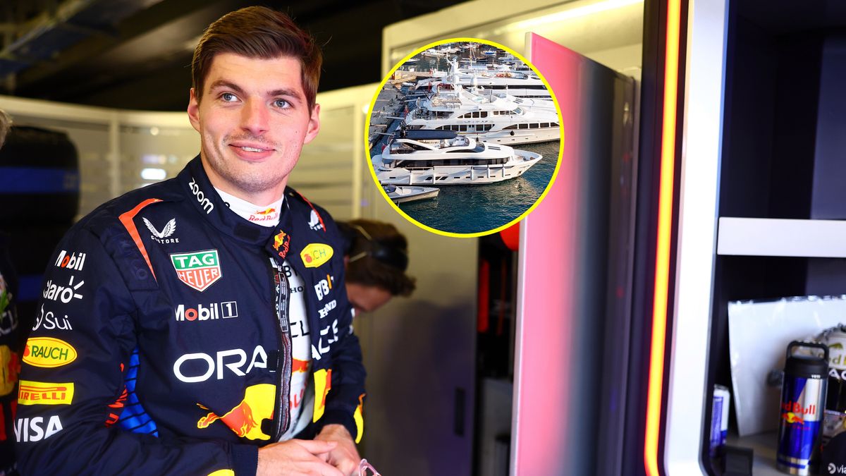 Materiały prasowe / Red Bull / Pixabay / Domenico Farone / Na zdjęciu: Max Verstappen, w kółku luksusowy jacht