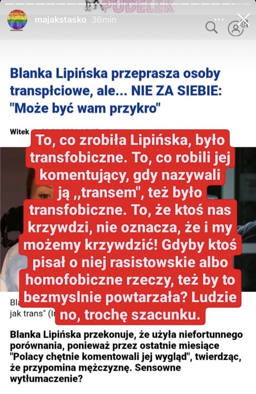 Maja Staśko strofuje Blankę Lipińską