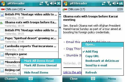 pRSSreader - czytnik RSS dla Windows Mobile.