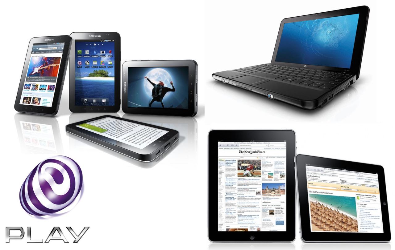 iPad, Galaxy Tab i HP Mini 110 w Play Online Box