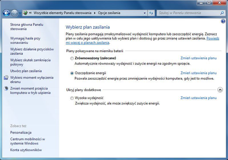 Wygodniejsze zarządzanie energią w Windows 7 2