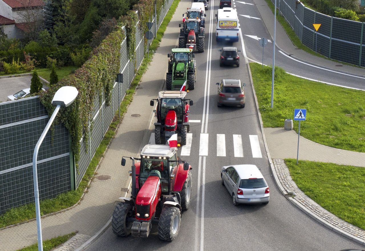 Protest rolników i blokada drogowa. 