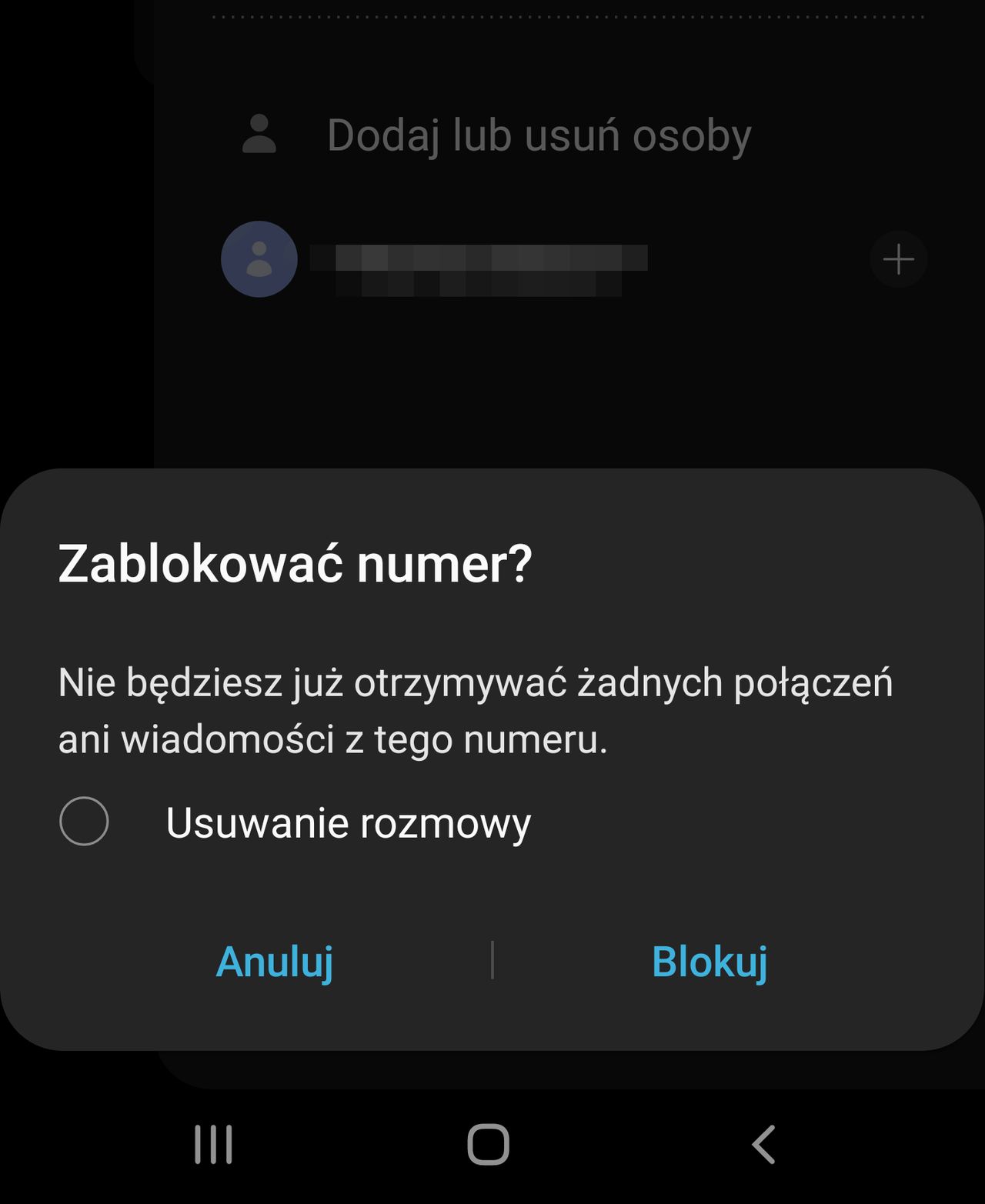 Dodawanie numeru do "czarnej listy" w Androidzie