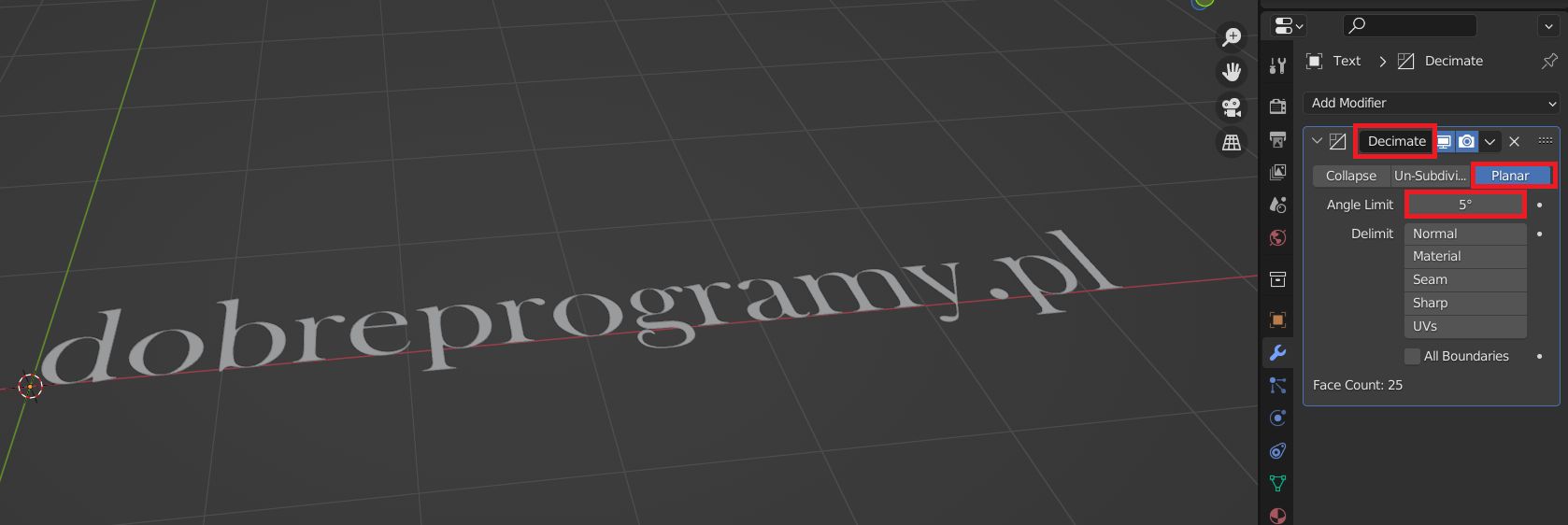 Blender: modyfikator Decimate "wyczyści" siatkę
