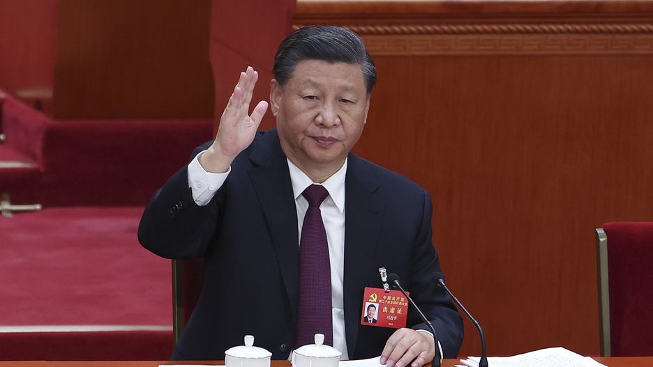 BEIJING, CHINA - OCTOBER 22:  Chinese President Xi Jinping votes at the closing ceremony of the 20th National Congress of the Communist Party of China (CPC) at the Great Hall of the People on October 22, 2022 in Beijing, China. China's Communist Party Congress is concluding today with incumbent President Xi Jinping expected to seal a third term in power. (Photo by Lintao Zhang/Getty Images)