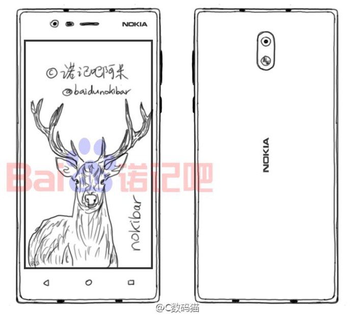 Szkic mający prezentować przybliżony wygląd modelu Nokia D1C