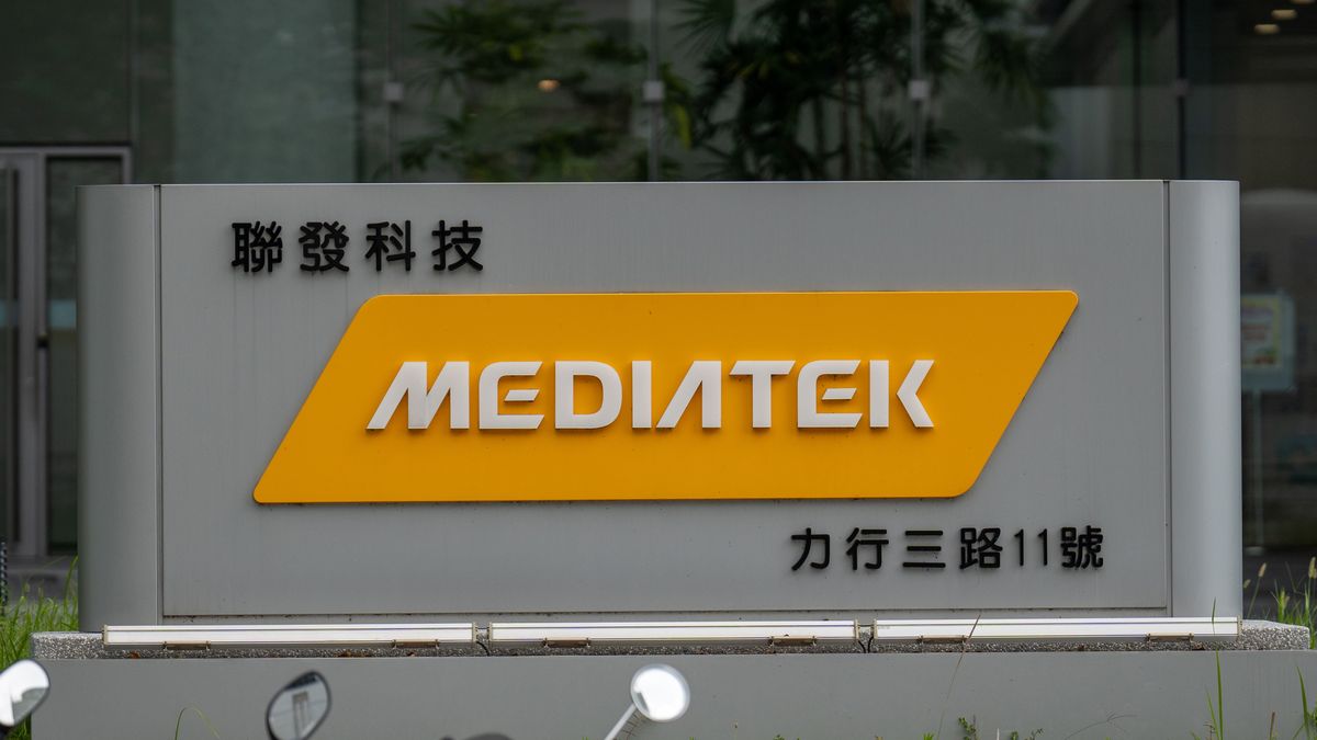 HSINCHU, TAIWAN - SEPTEMBER 16: The MediaTek logo is seen on the Taiwanese fabless semiconductor building in Hsinchu, Taiwan on September 16, 2022. (Photo by Walid Berrazeg/Anadolu Agency via Getty Images)