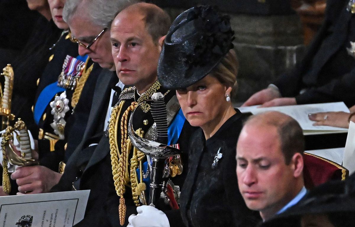 Książę Edward i jego żona Sophie na pogrzebie Elżbiety II