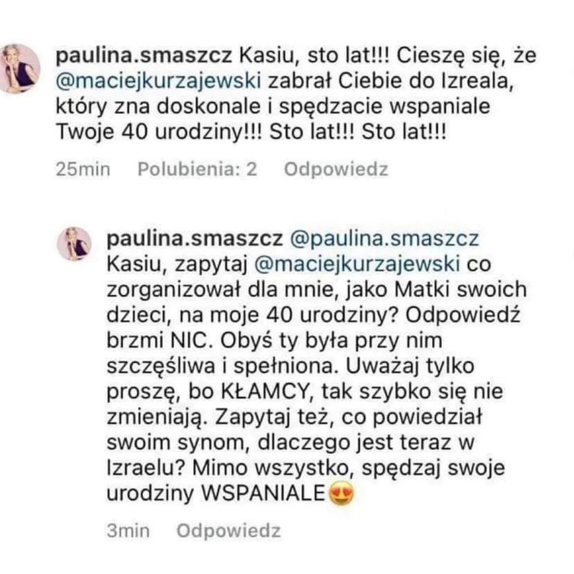 Reakcja Pauliny Smaszcz na związek Kasi Cichopek i Macieja Kurzajewskiego