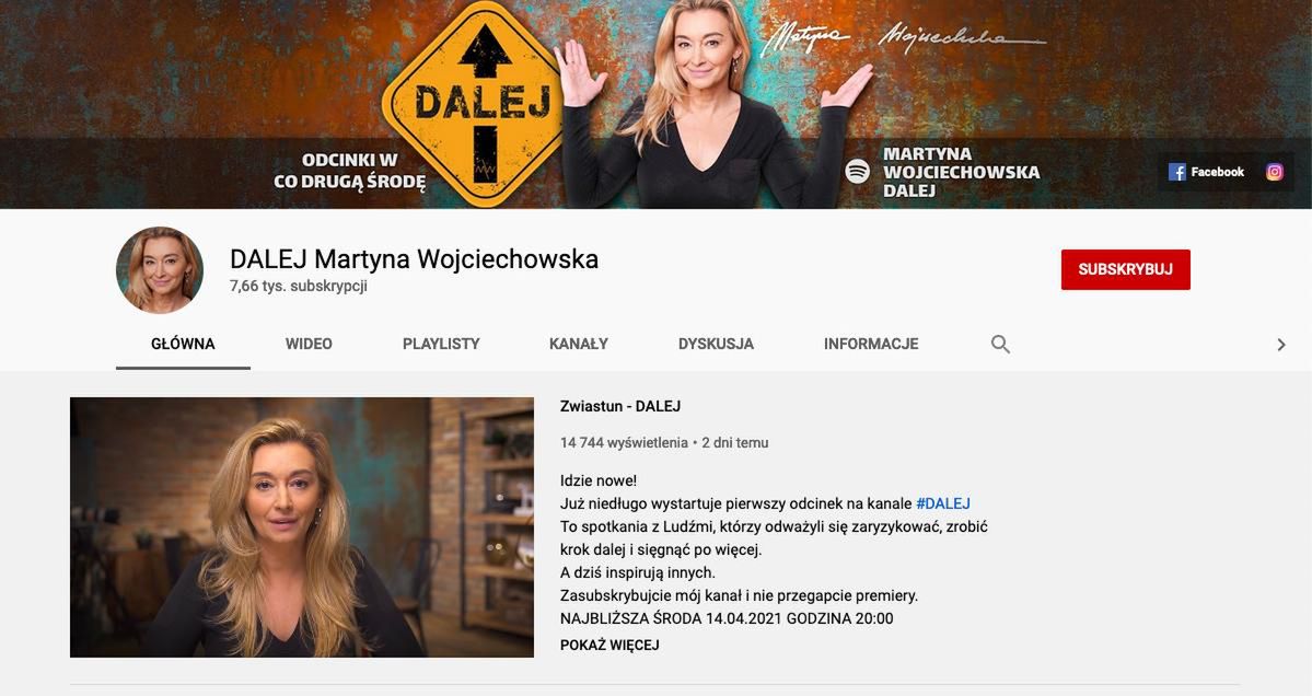 Martyna Wojciechowska na YouTube