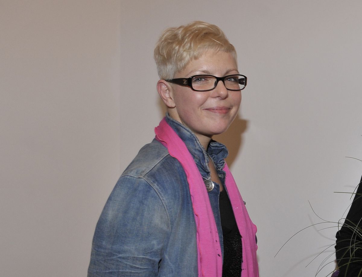 Aleksandra Kaczkowska na wernisażu swojej wystawy fotografii modowej, 2009 r.