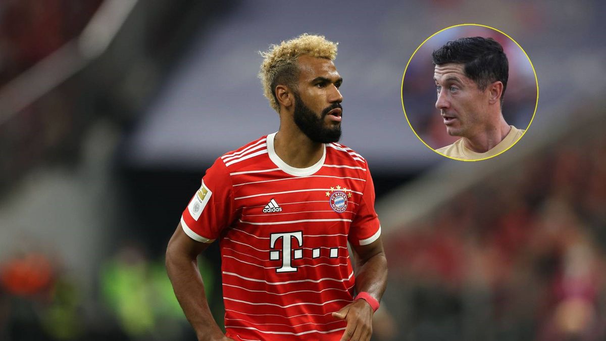 Eric Maxim Choupo-Moting / w kółeczku: Robert Lewandowski