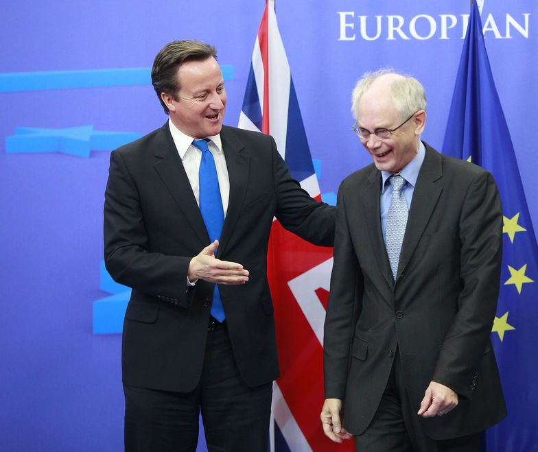 Brytyjski premier David Cameron i szef Rady <br />Europejskiej Herman Van Rompuy