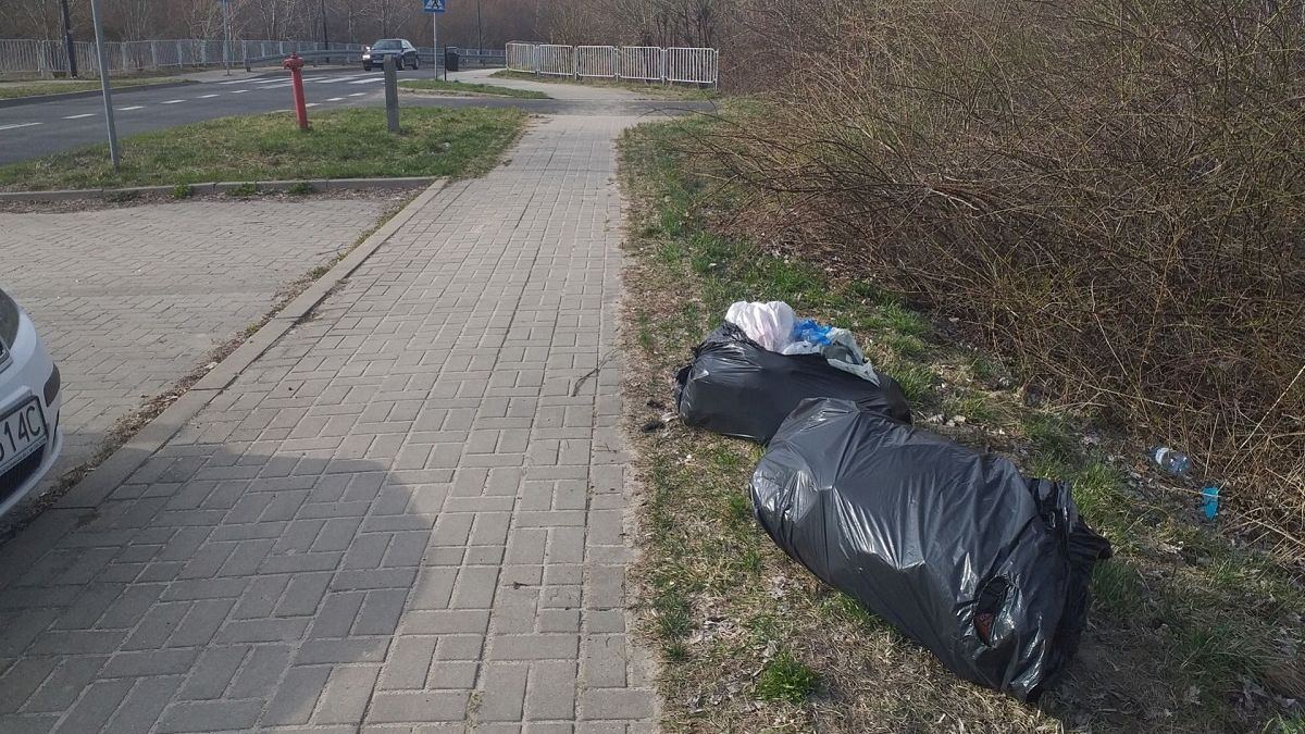 Porzucone worki z odpadami przy ul. Wandy