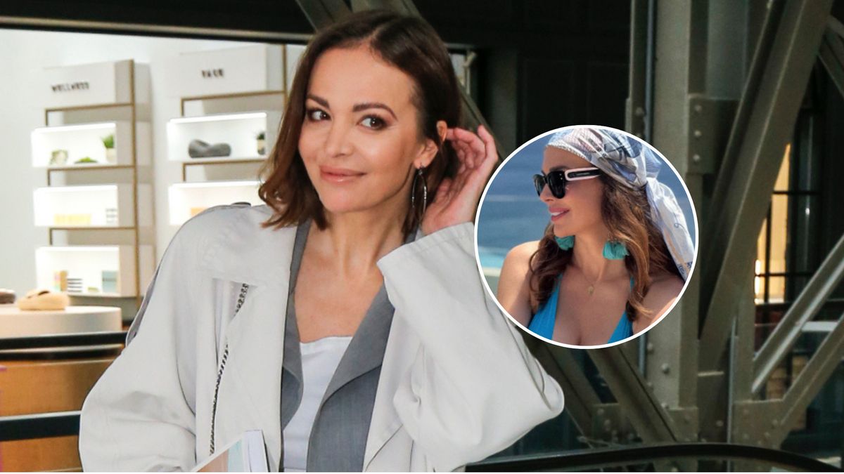 Anna Wendzikowska na plaży. Furorę robi chusta