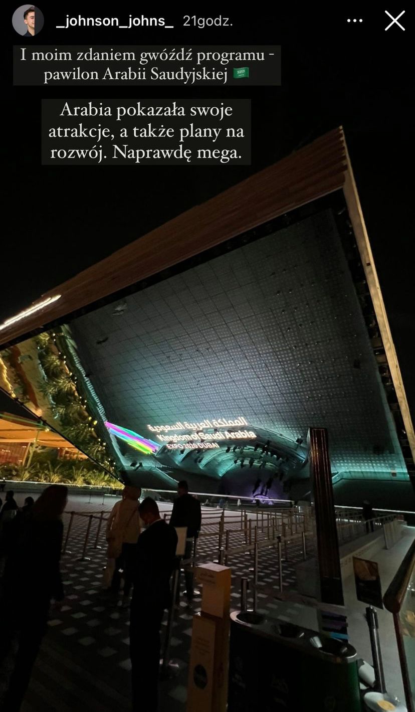 Jan Kietliński na wystawie EXPO 2020 w Dubaju