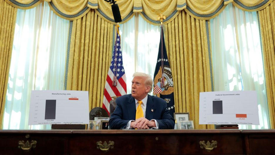 President Trump Delivers Remarks From The Oval Office
WASHINGTON, DC - MARCH 07: U.S. President Donald Trump delivers remarks on the jobs report from the Oval Office at the White House on March 07, 2025 in Washington, DC. The U.S. economy added 151,000 jobs, with the unemployment rate rising slightly to 4.1%, according to the Bureau of Labor Statistics. (Photo by Anna Moneymaker/Getty Images)
Anna Moneymaker