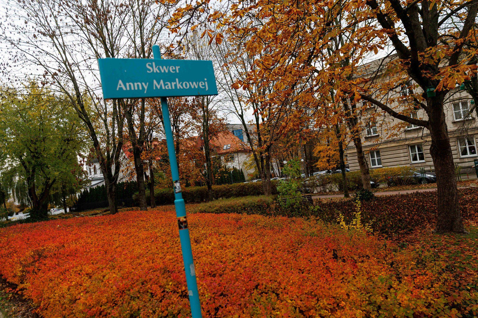 Skwer Anny Markowej piękny za dnia, wieczorami tonie w ciemnościach