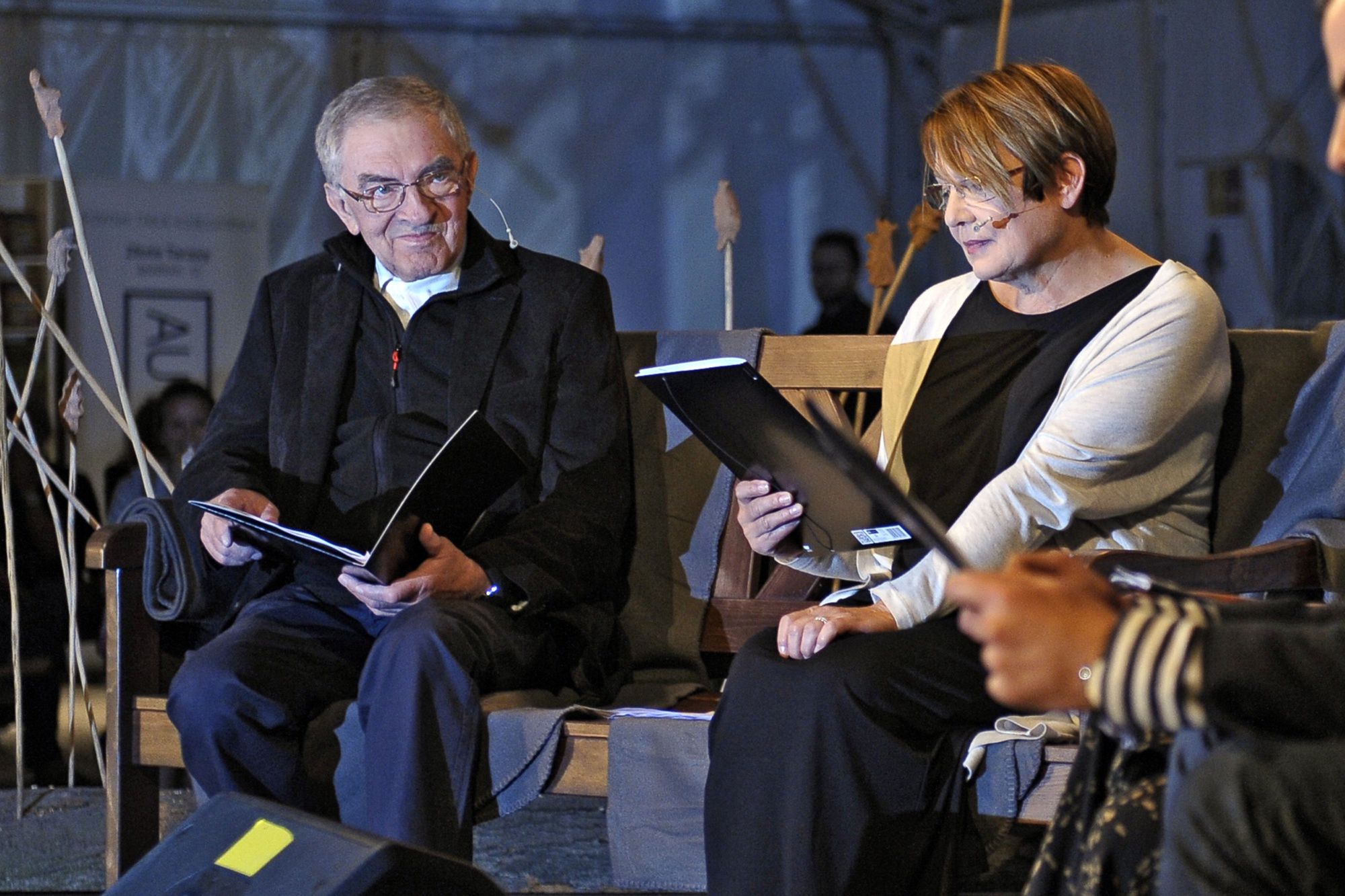 Jerzy Trela i Katarzyna Czubówna podczas festiwalu Stolica Języka Polskiego w Szczebrzeszynie w roku 2016.