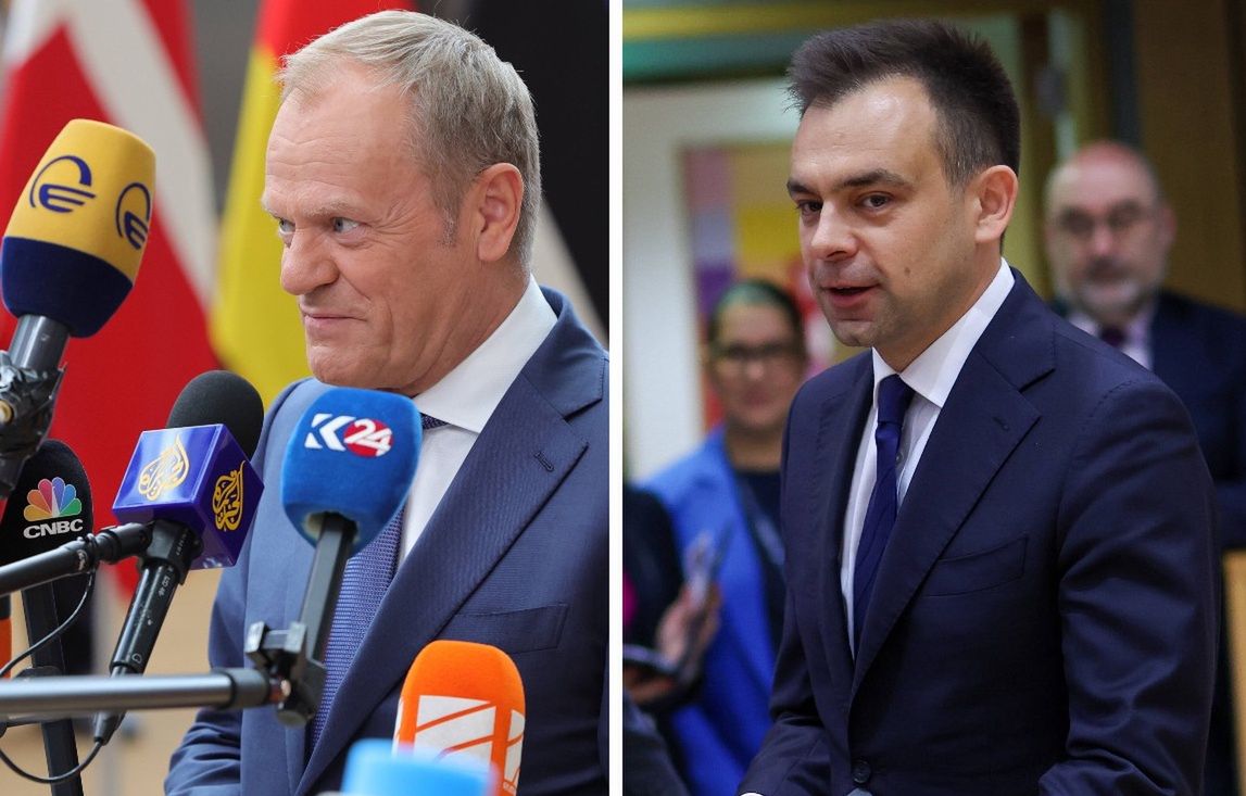 Na zdjęciu po lewej premier Donald Tusk, po prawej minister finansów Andrzej Domański