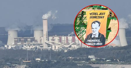 Baner z Tuskiem na koparce. Na miejscu policyjni negocjatorzy