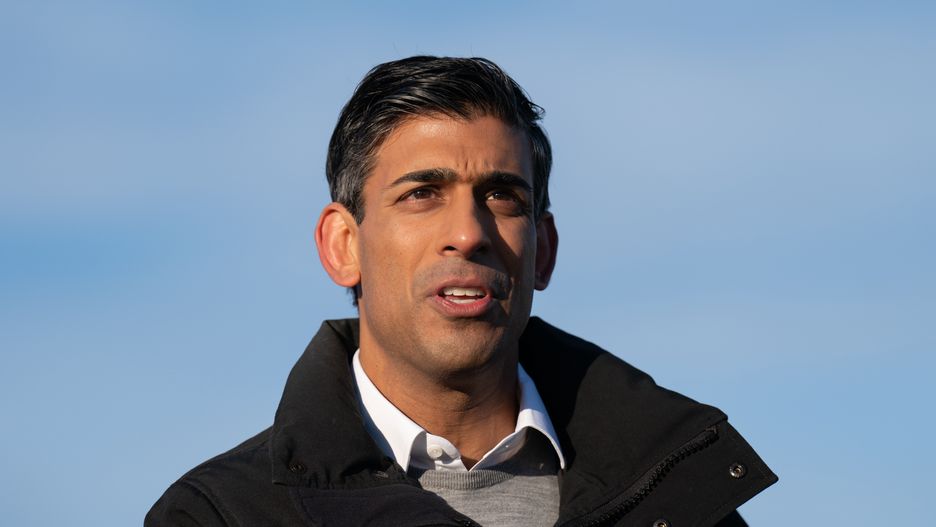 Prime Minister Rishi Sunak during his visit to RAF Coningsby in Linconshire following the announcement that Britain will work to develop next-generation fighter jets with Italy and Japan. The jets, called Tempest in the UK, are to take to the skies by 2035 and serve as a successor to the RAF Typhoon. Picture date: Friday December 9, 2022. (Photo by Joe Giddens/PA Images via Getty Images)