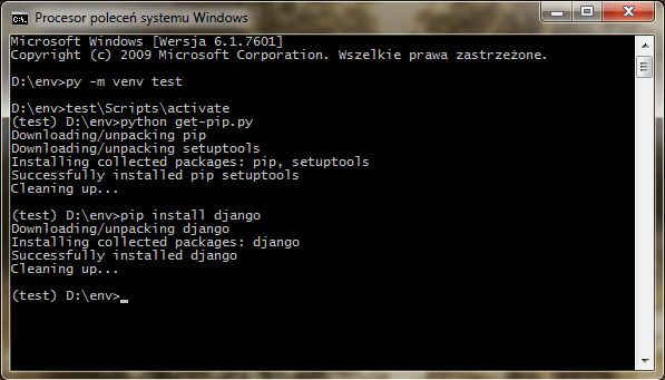 Instalacja pakietów w Pythonie 3 - Instalacja django przy pomocy pip