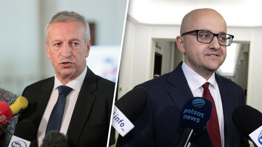 Rzecznik MSWiA Jacek Dobrzyński i Dariusz Matecki poseł PiS