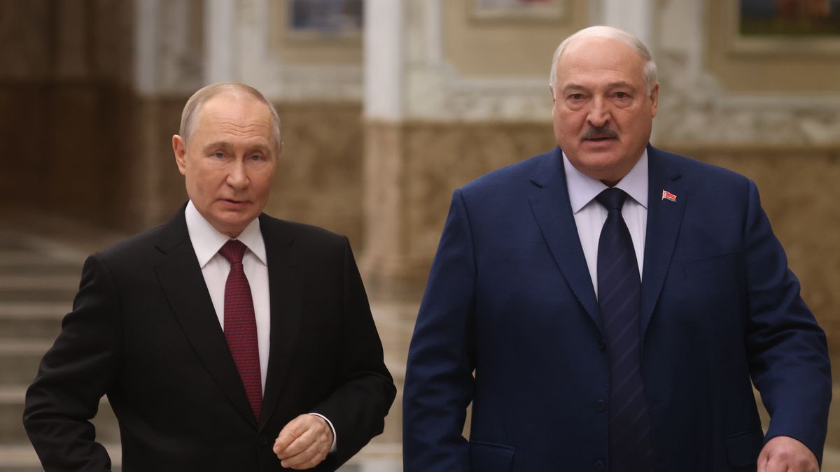 President Putin Visits The Supreme Council Of Russia And BelarusMINSK, BELARUS - DECEMBER 6: (RUSSIA OUT) Russian President Vladimir Putin (L) and Belarusian President Alexander Lukashenko (R) during a welcoming ceremony prior to the Supreme Council of Russia and Belarus, December 6, 2024, in Minsk, Belarus. President Putin is having a one-day trip to Belarus. (Photo by Contributor/Getty Images)Contributor