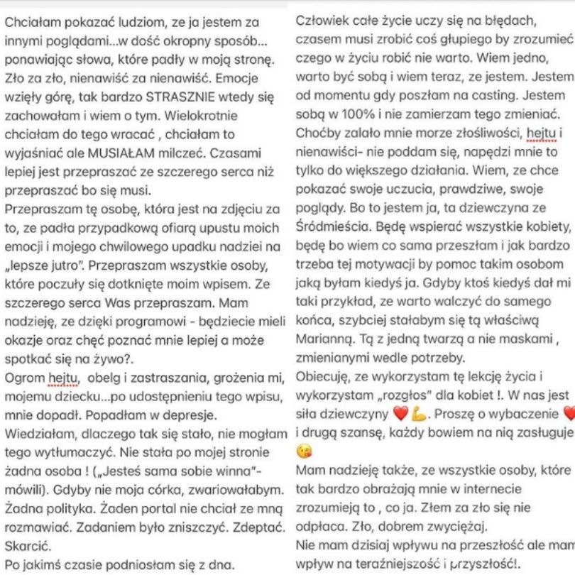 Marianna Schreiber tłumaczy się z pisania "Won z mojego miasta"