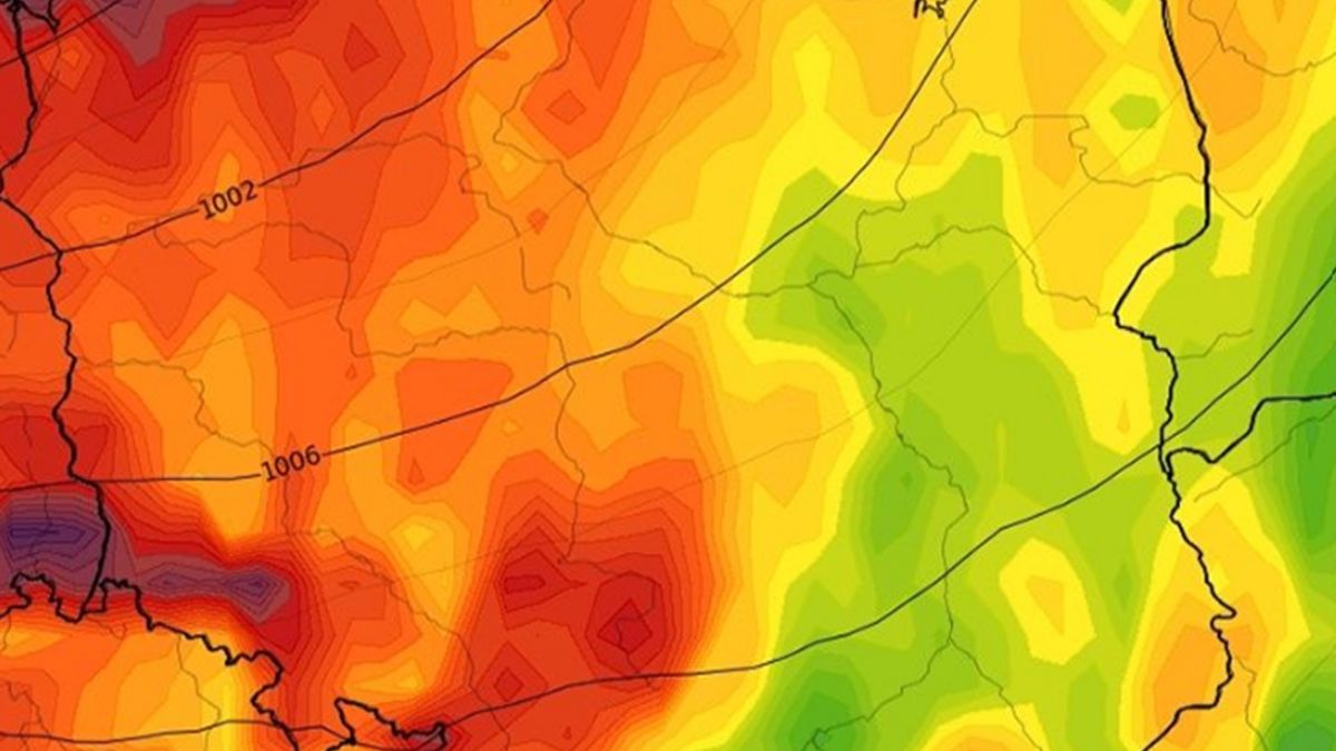 Gwałtowny spadek ciśnienia od soboty.