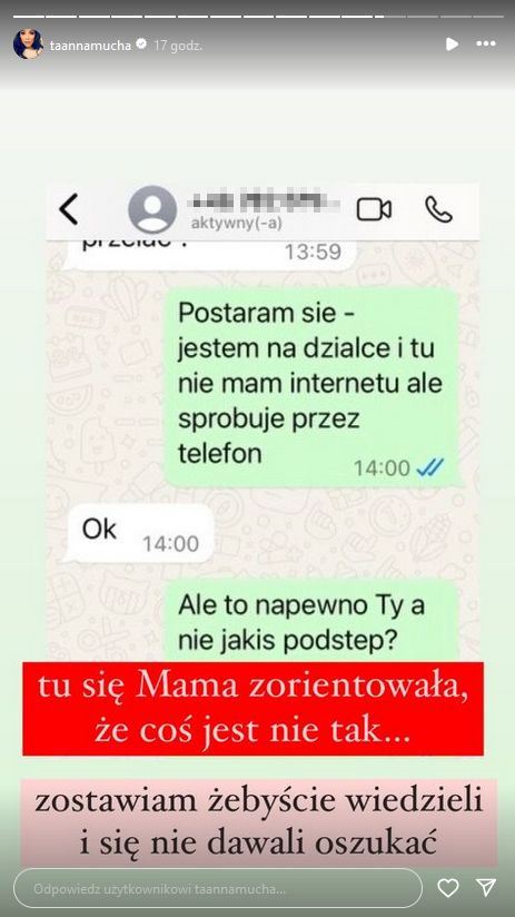 Mama Anny Muchy padła ofiarą oszustwa