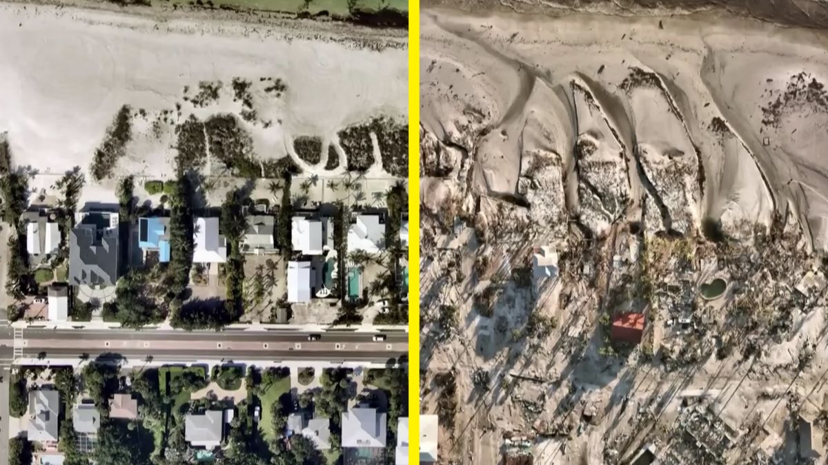 Fort Myers na Florydzie. Zdjęcia przed i po przejściu huraganu Ian.