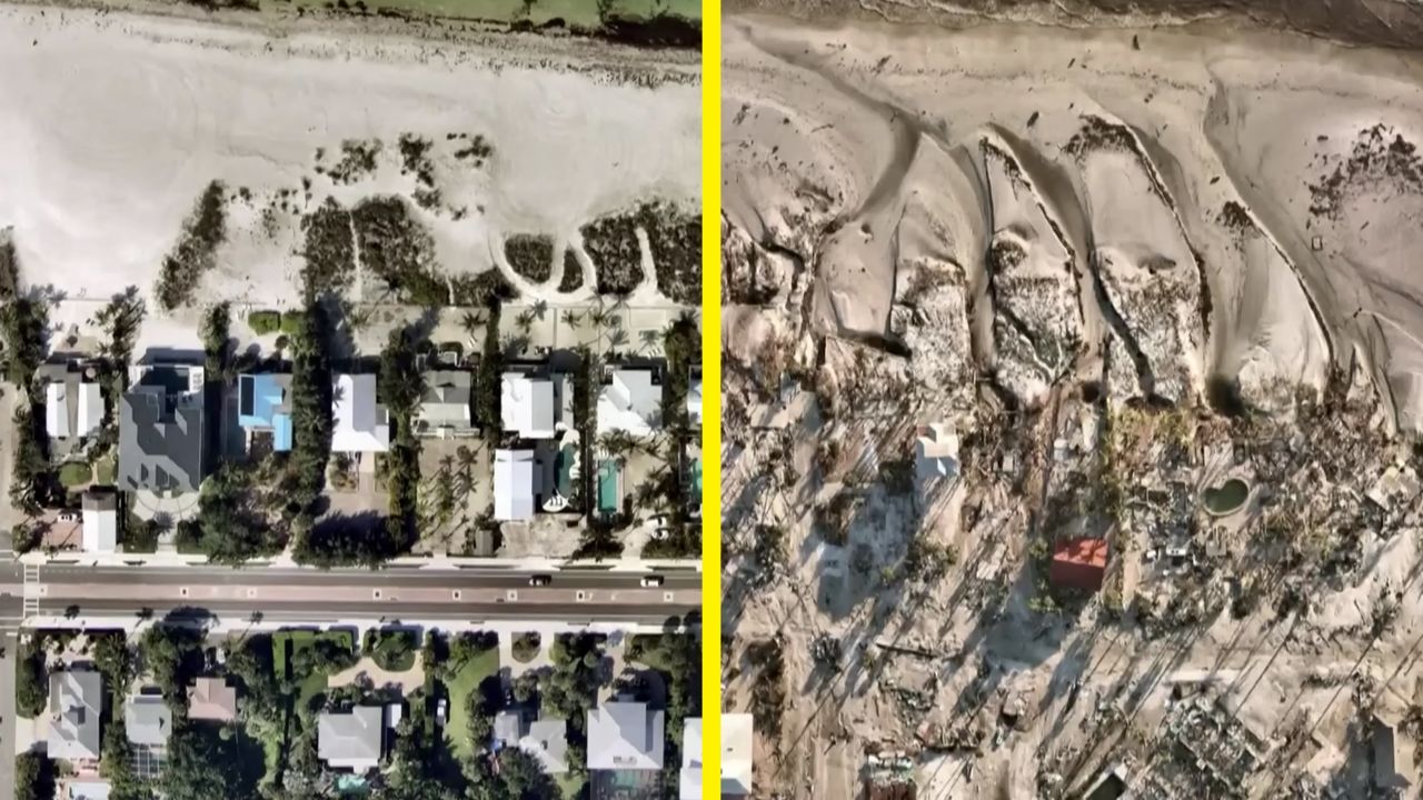 Fort Myers na Florydzie. Zdjęcia przed i po przejściu huraganu Ian.