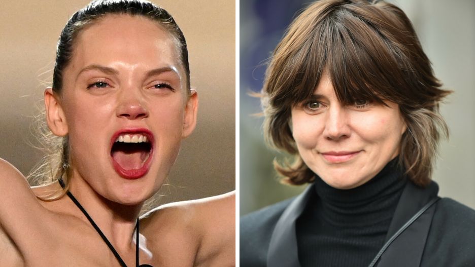 Sandra Drzymalska i Małgorzata Szumowska pozują do zdjęć na Festiwalu w Cannes