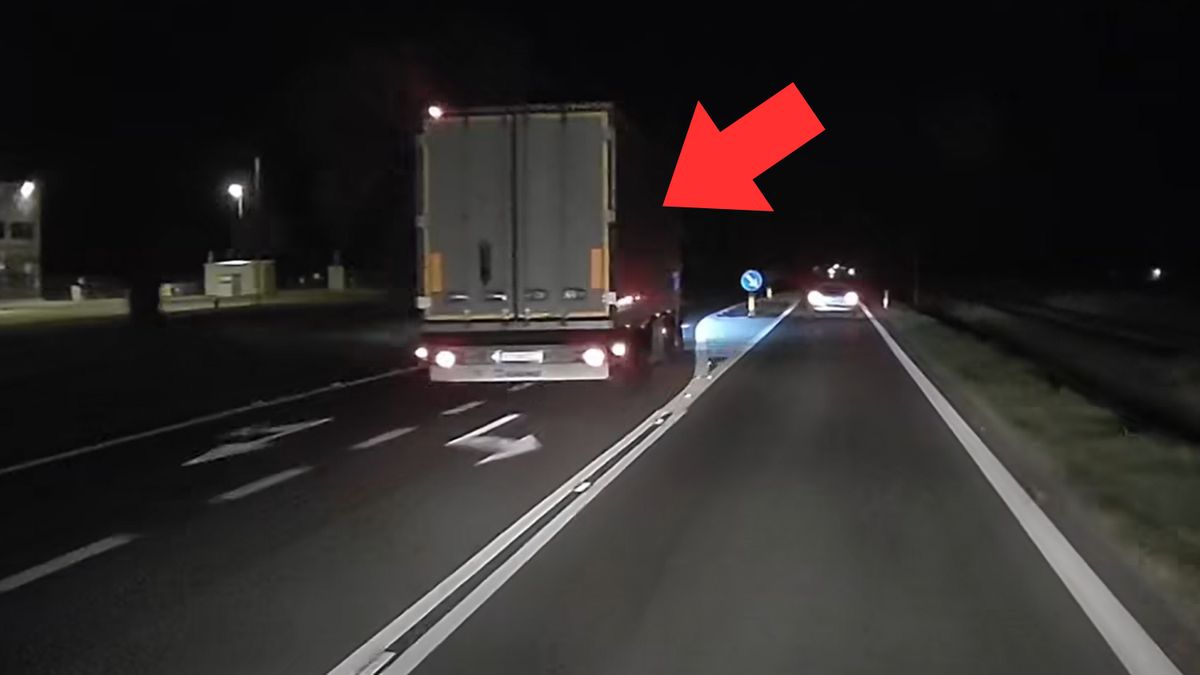 Ciężarówka wyprzedziła na podwójnej ciągłej 